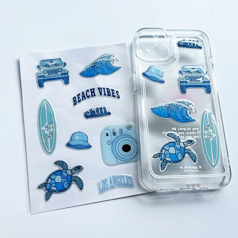 New Design DIY Epoxy Decorative Sticker Sheet Custom Logo Printing Epoxy Resin 3d Stickers