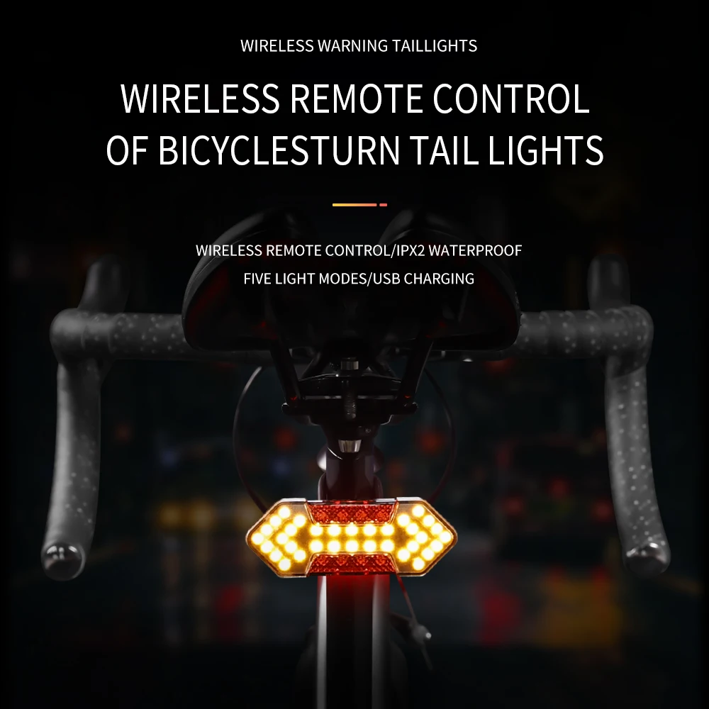 Bicycle Turn Signal Light Alarm Anti-Theft Bike Taillight with Arrow and  Remote Control Bicycle Light