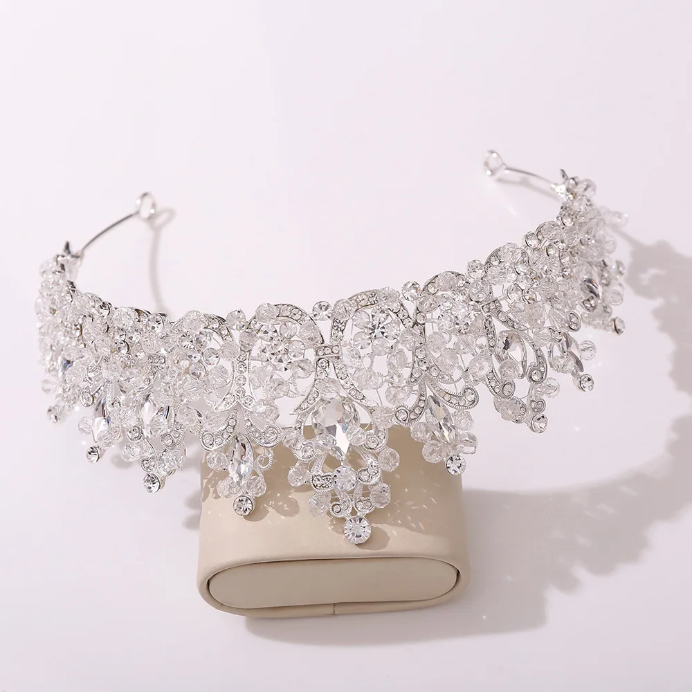 Handmade Crystal Rhinestone Color Beads Bridal Headdress Crown Prom