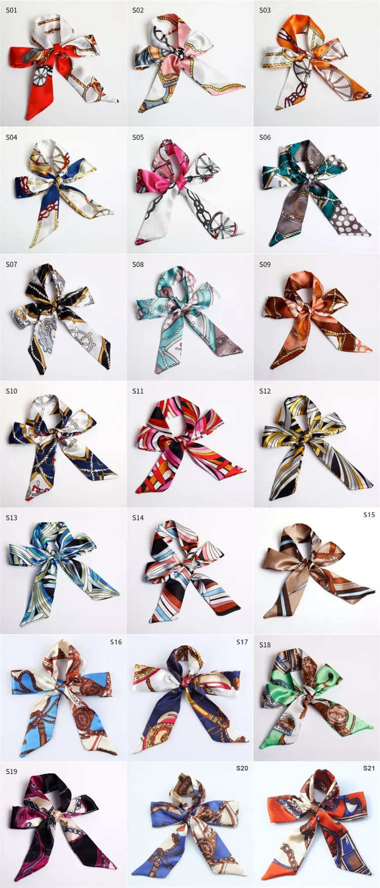 Custom Arts Photos Digital Printed Thin Bag Purse Scarf Silk Twill Skinny Scarf