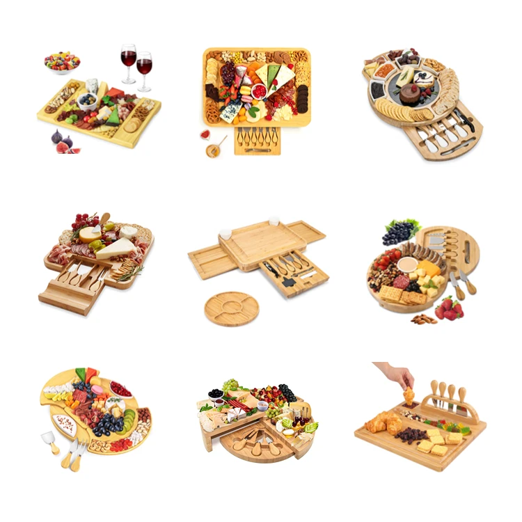 Wholesale Foldable Swiveling Rotating Round Bamboo Cheese Cutting Board