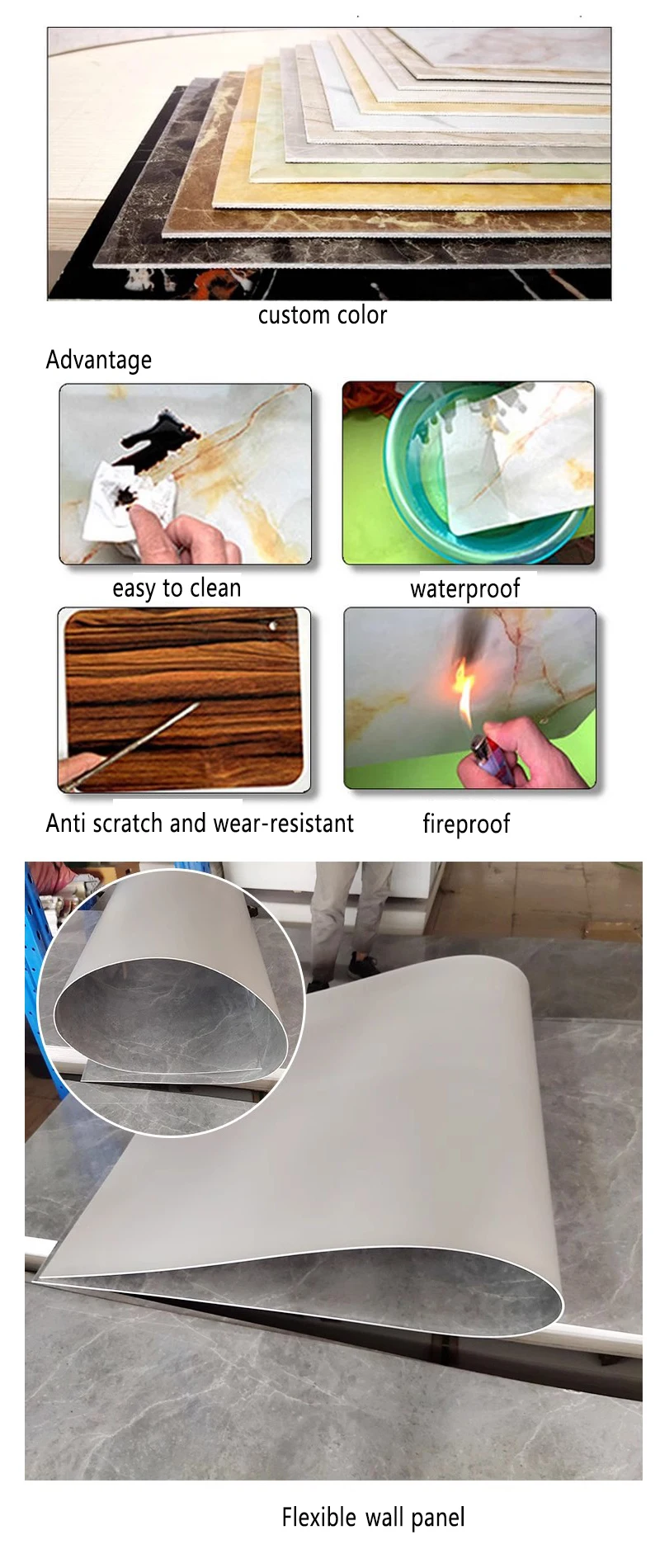 4X8 Ft PVC UV Marble Alternative Sheet Panel for Wall Decor