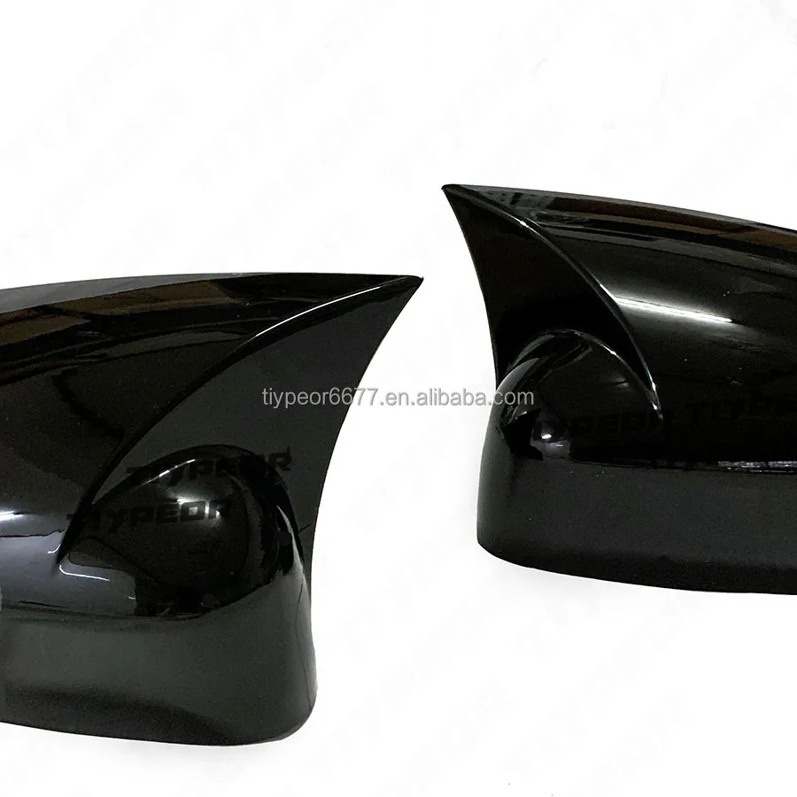 product tiypeor 2pcs glossy black rear view side mirror horns cover trim for ford focus 2012   2018   exterior accessories body kits-7