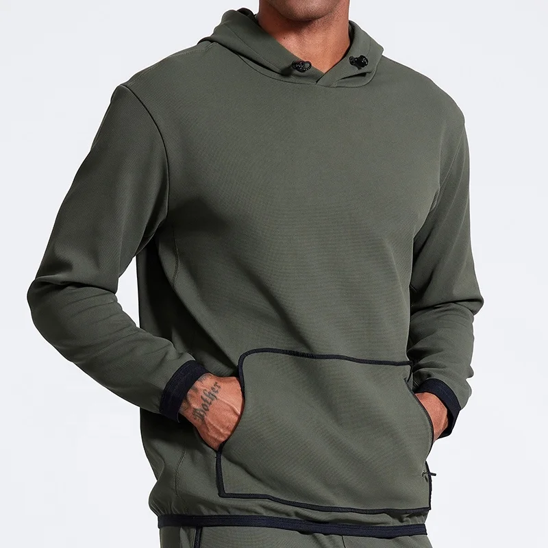 Army Green Pullover Hoodie Men's New Winter Casual Sweater Suit