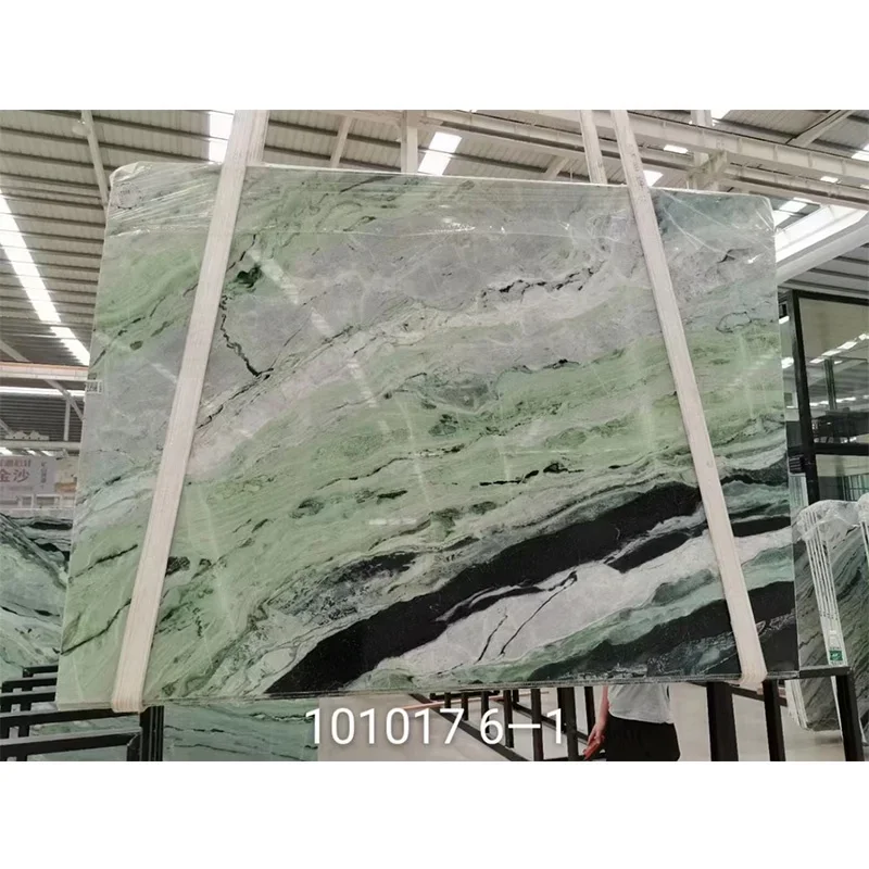 product newest hot polished green marble slab price for interior home wall floor design-1