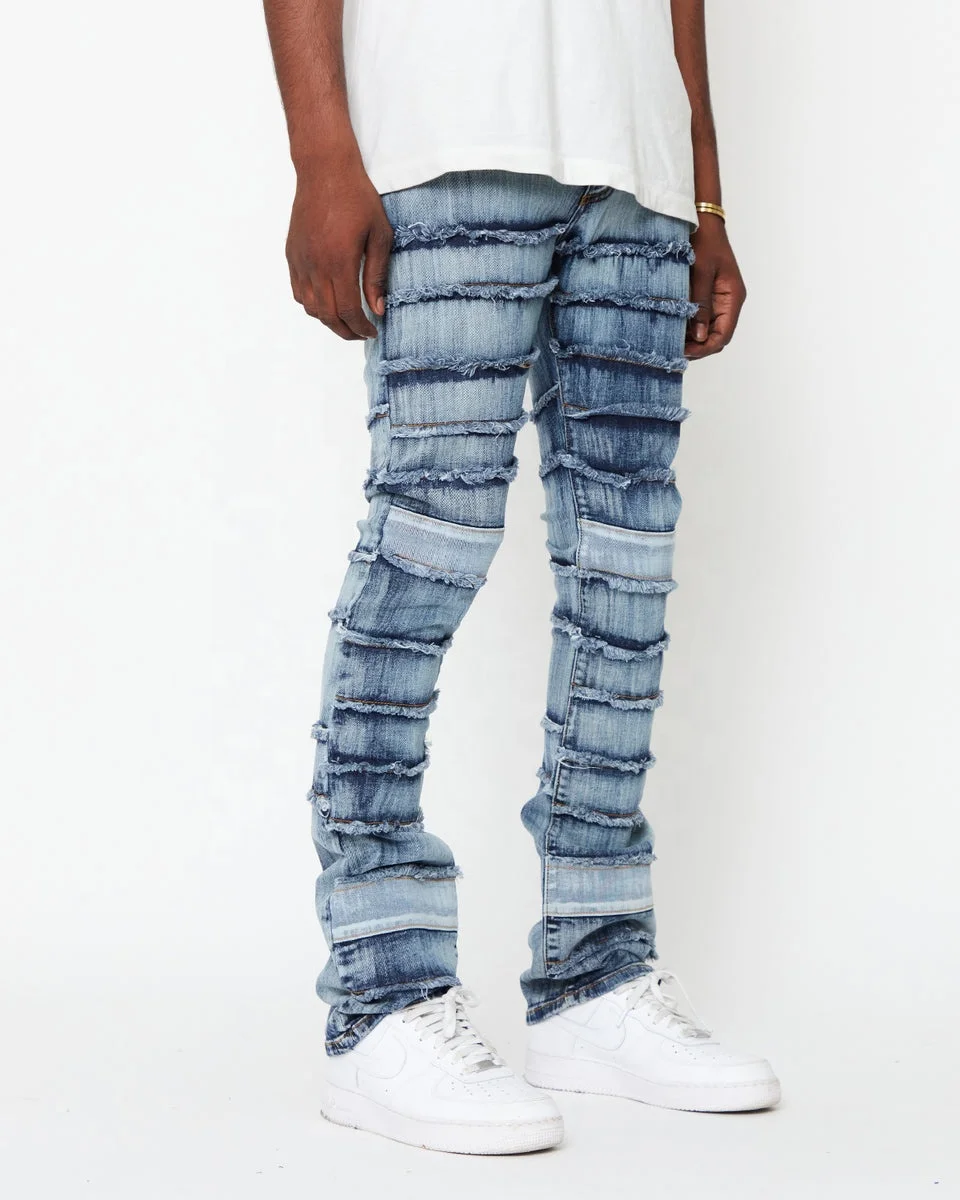 Denim personalizzato Menvintage nero marrone ragazzi strappati per