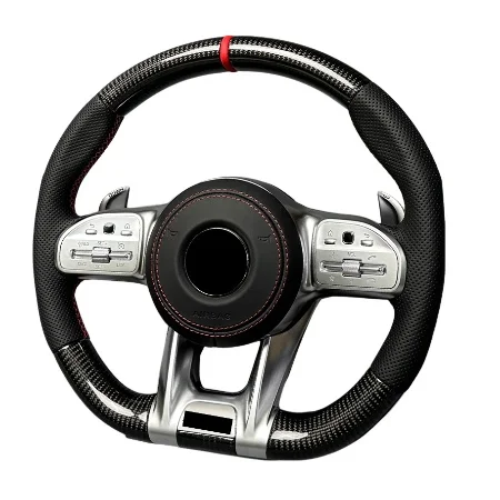 Customized Steering Wheel Carbon Fiber Leather Peach Wood For Benz Upgrade Old To New Led Accessories