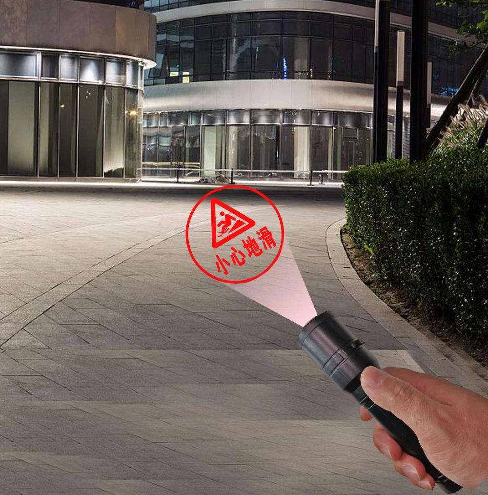 Portable Rechargeable LED Logo Projector Laser Light EDC Flashlight Customized Logo Camp Torch with USB Charging