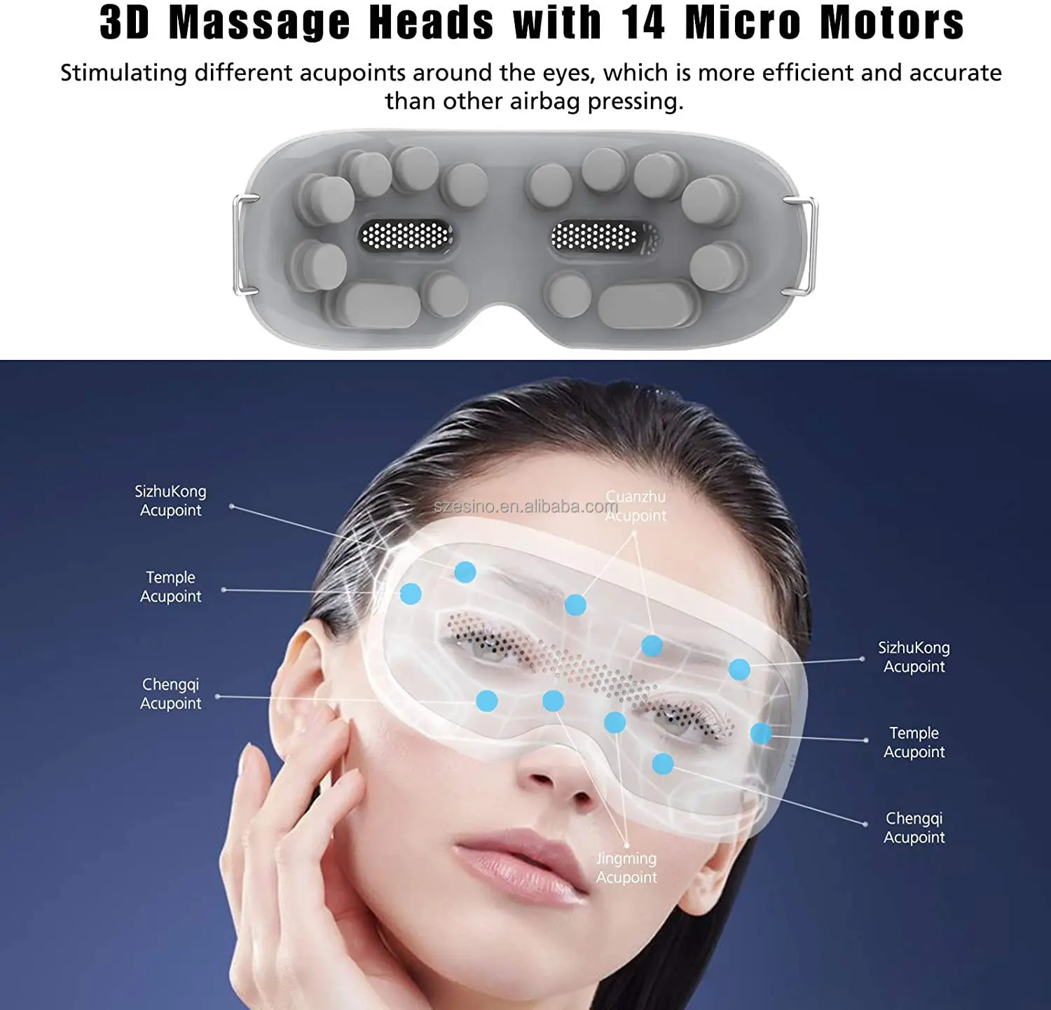 Breo 14 Vibrating Motors Bluetooth Music Eye Massager Vibration Electric Eye Massager With Heat