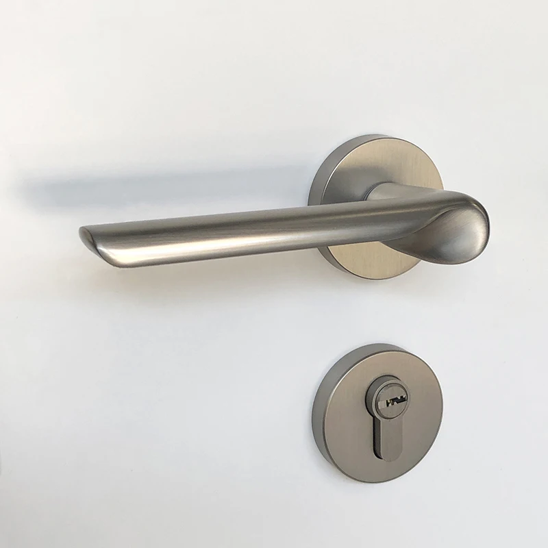 Satin Nickel Lever Lock Set Interior Bedroom Door Lock Zinc Alloy Door Handle Modern Privacy Lock for Wooden Doors