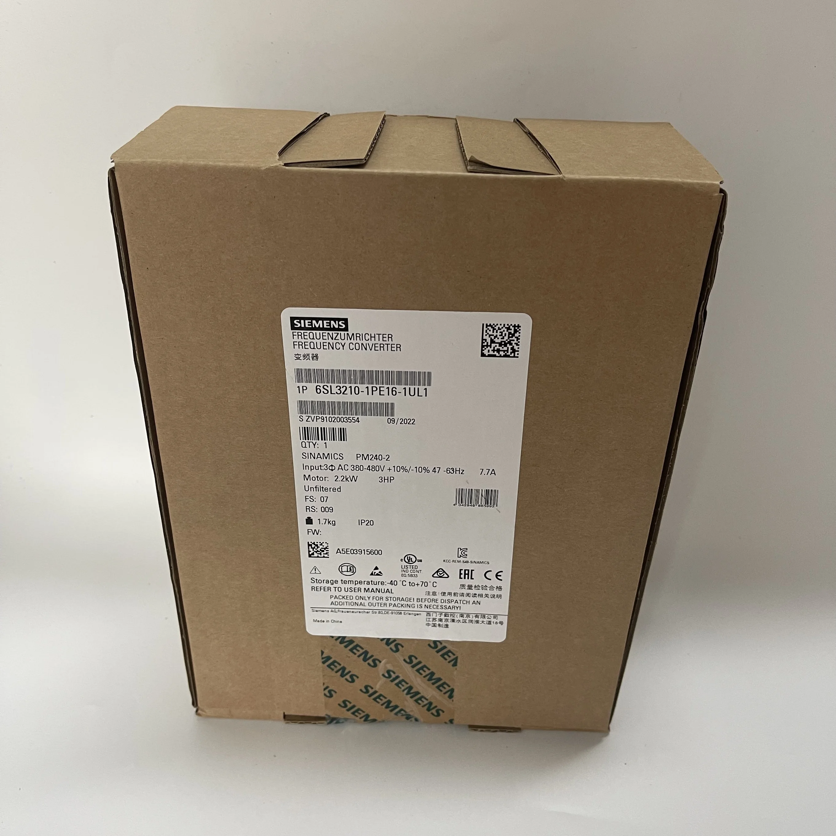 SIEMENS Frequency Converter 6SL3210-1PE16-1UL1