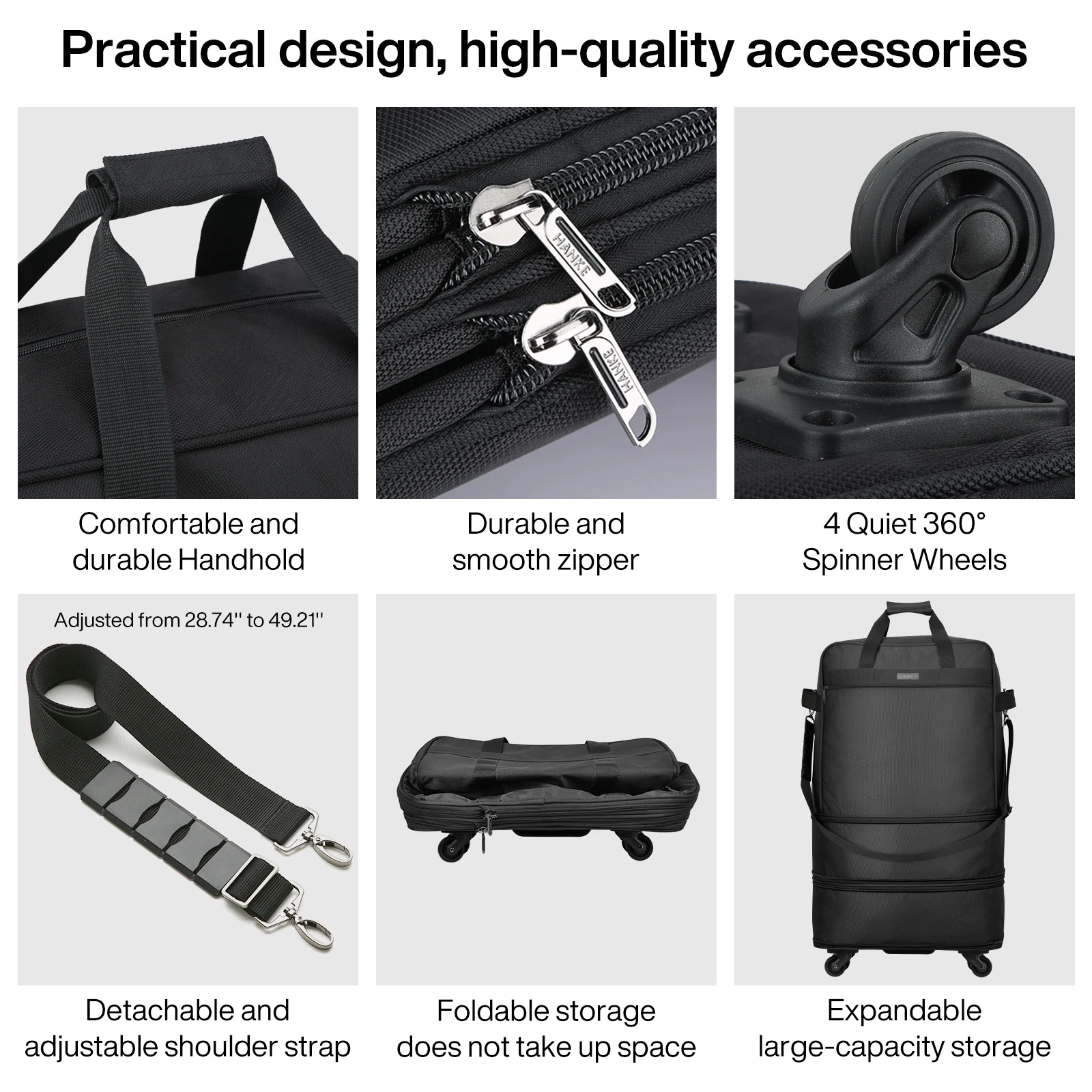 Hanke Expandable Foldable Luggage Bag Suitcase Collapsible Rolling ...