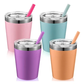 8 OZ Kids Milk Cup Spill Proof Vacuum Stainless Steel Insulated Tumbler for Toddlers Girls Boys