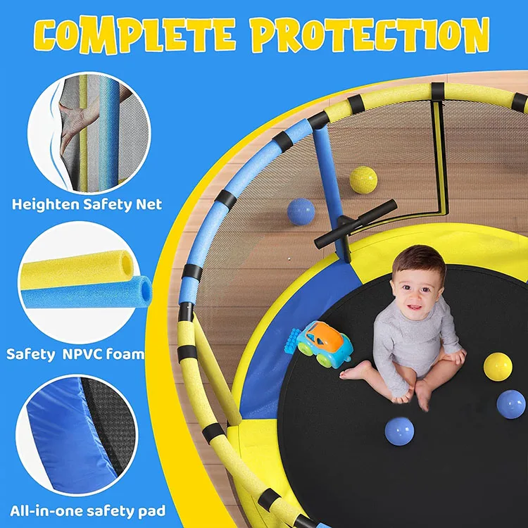 Zoshine Mini Kids Outdoor Trampoline Wholesale Baby Jump Free Trampoline with Safety Net and Basketball Hoop