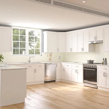 Custom RTA Kitchen Cabinet Solid Wood White Shaker Framed Cabinet Modern Luxury Kitchen Cabinet