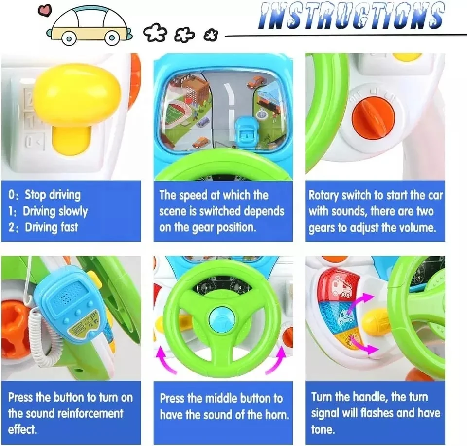 Samtoy Simulation Preschool Educational Baby Toys Driver Kids Steering  Wheel Toy With Realistic Sound and Car Seat