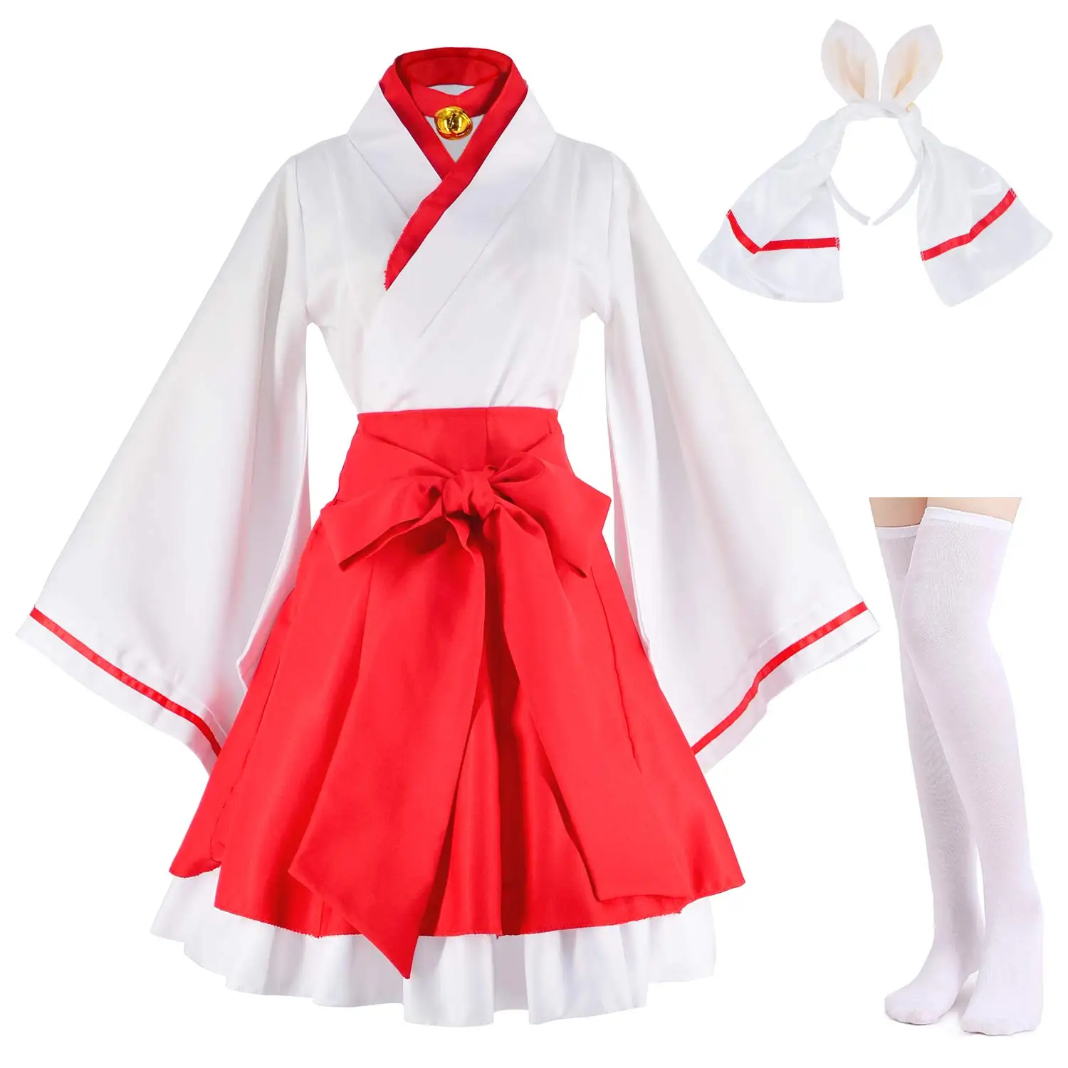 Japanese Anime Red And White Kimono Fox ...