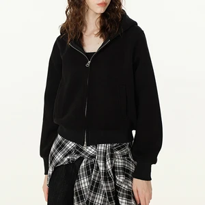 Women's Custom High Quality Waterproof Eco-Friendly Knitted Full-Zip Casual Streetwear Loose Fit Hoodie