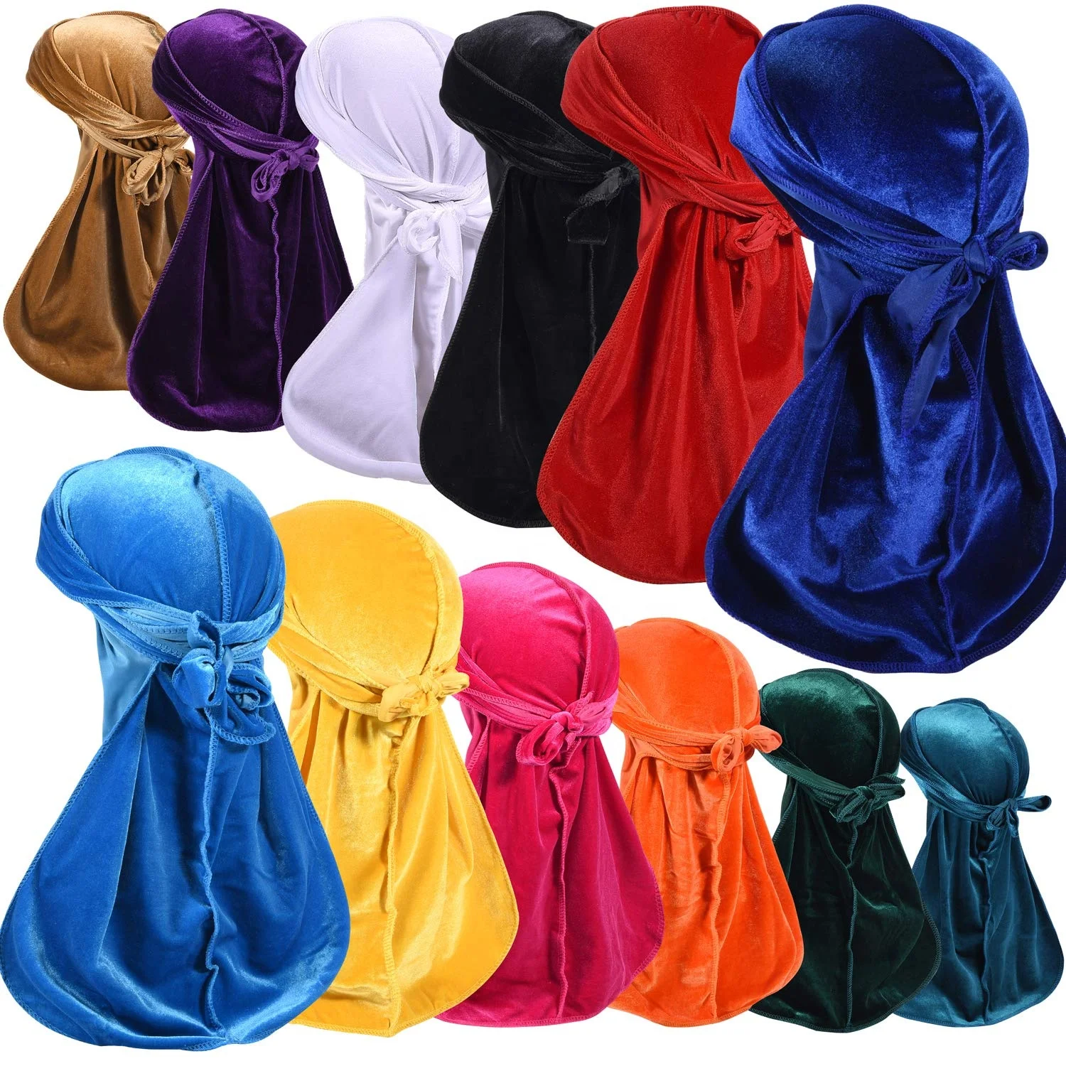 Designer Headbands and Bonnets Velvet Durags for Men Stretch