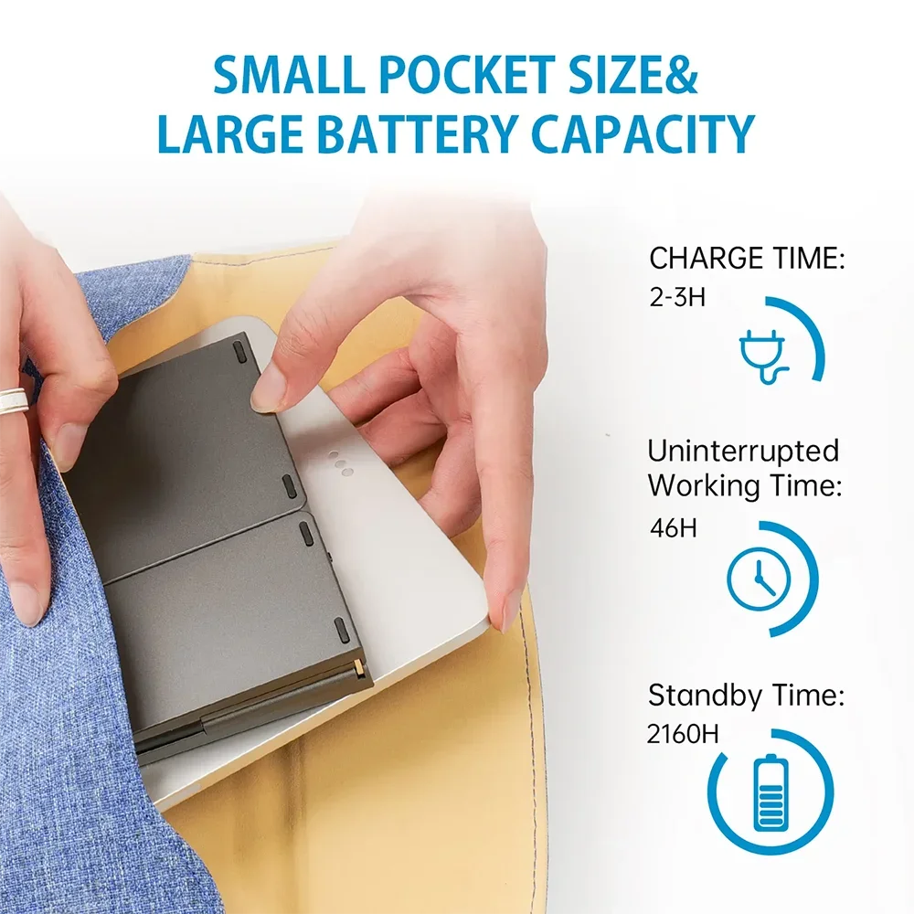 FCC CE RoHs Pocket-sized Rechargeable Wireless Bluetooth Ultra-Thin Slim Mini Folding Keyboard with Touchpad Foldable Keyboard