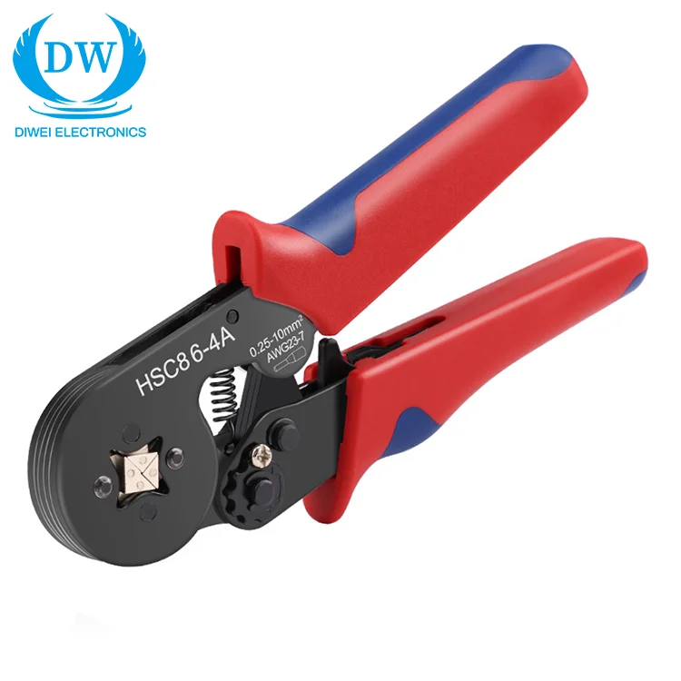 6-4A/6-6 European Mini Pliers Tube/Needle Terminal Crimping Ratchet Pliers 10A Rated Current ABS Housing Copper Contact