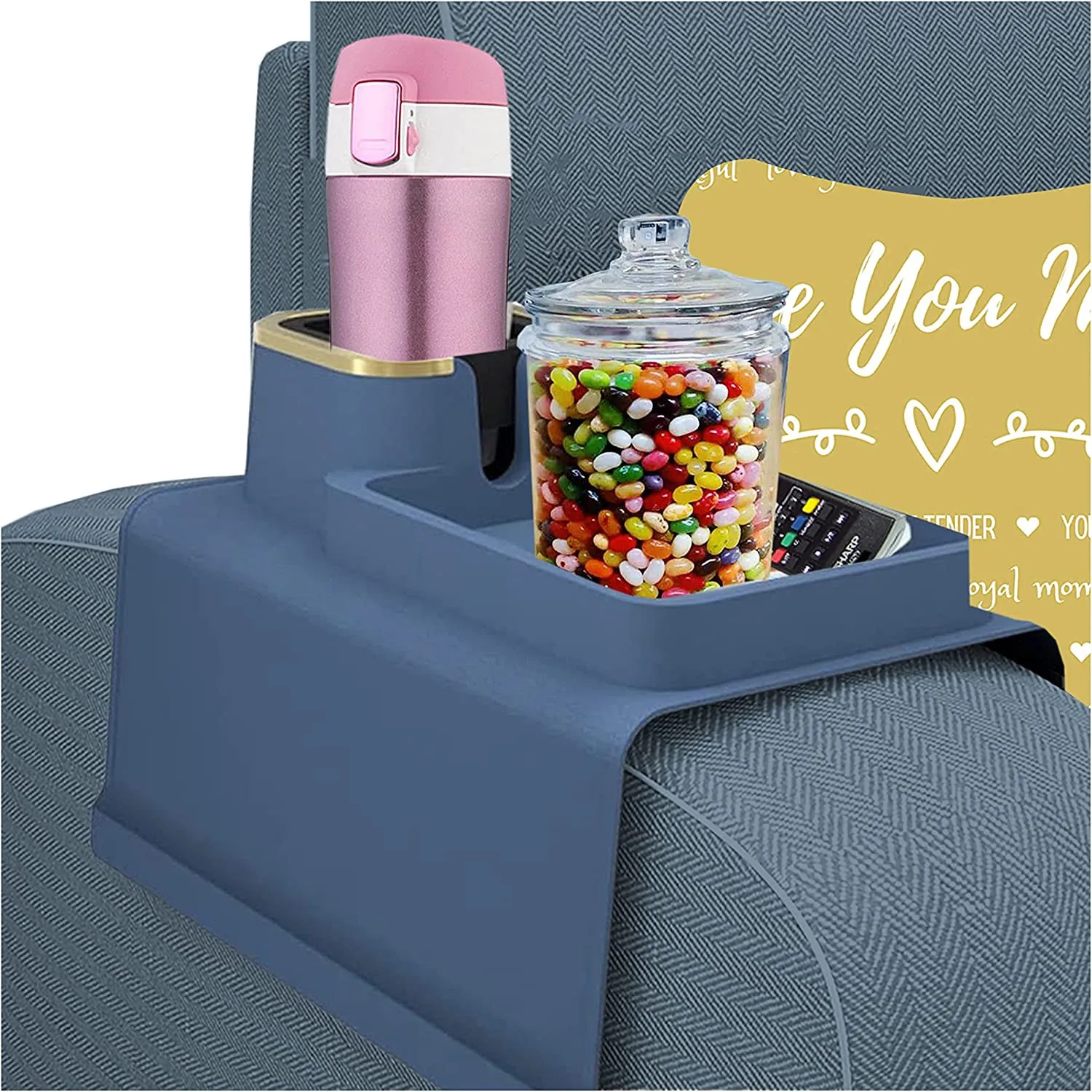 Couch Cup Holder,Silicone Couch Coaster Antispill Sofa Arm Tray Anti