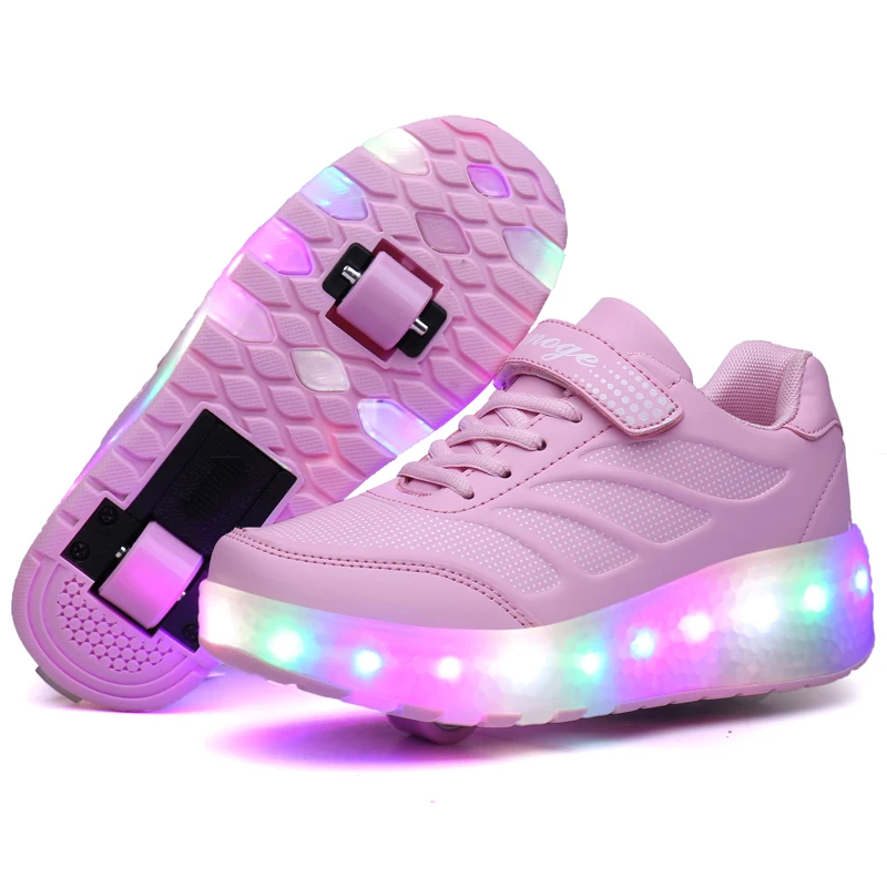 Children’s LED luminous sports shoes boys and girls shoes luminous flashing children’s running pulley shoes