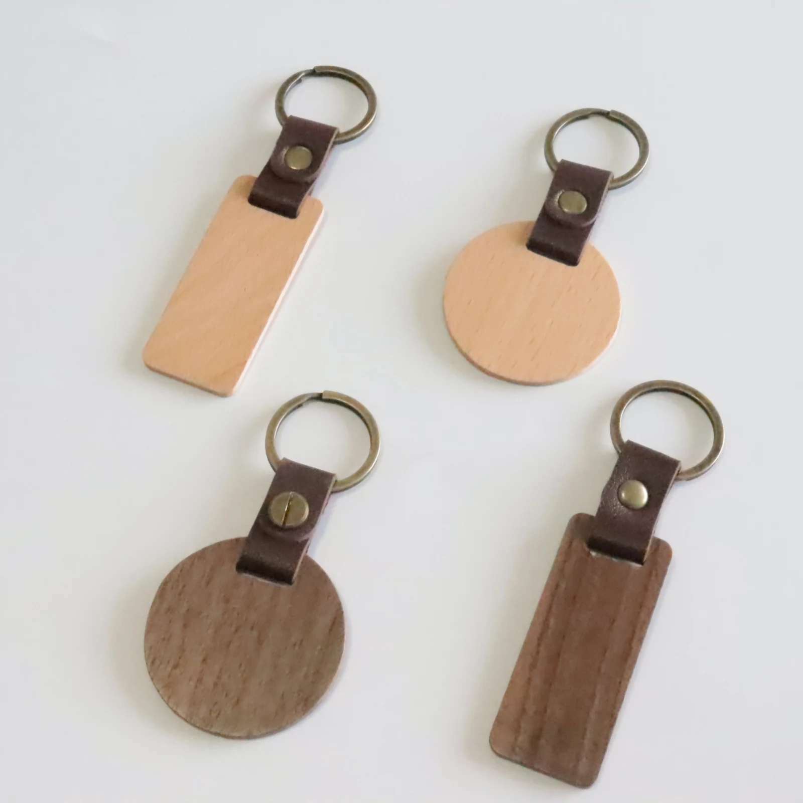 Fashion Custom Logo Blank Wood Keychain Personalized Stainless Steel