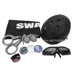 EPT Police Handcuffs Suit Jacket Glasses Hat Pistol Kids Swat Army Set Plastic Gun Military Police Role Play Toy