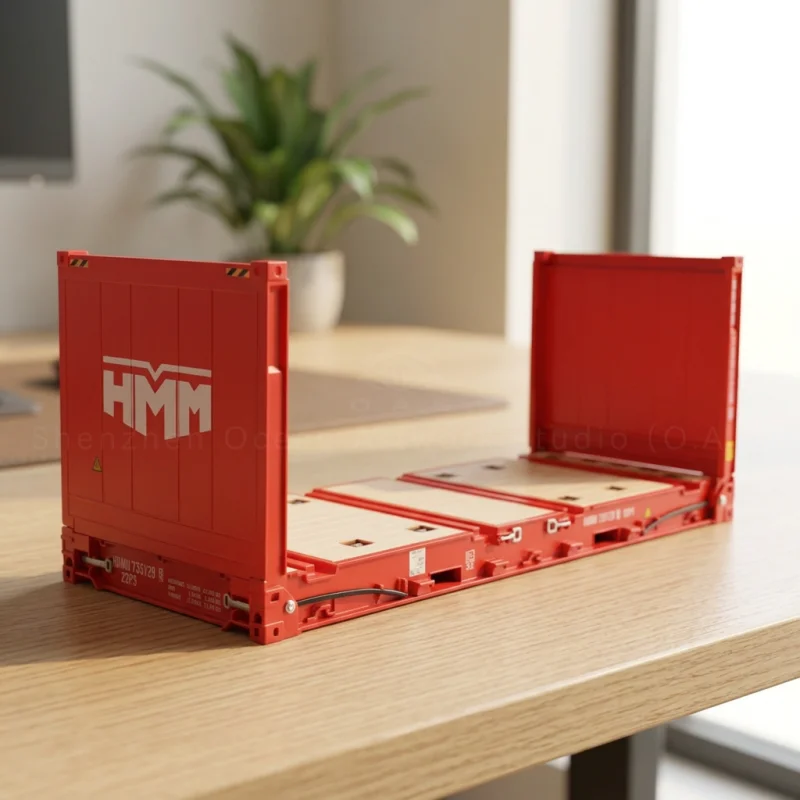 【LAC】O.A.S Container Model Factory Customized Scale1:20 Plastic Crafts Shipping Boxes HMM Flat Rack Container Model