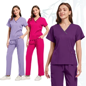 New V-neck Surgery Room Nurse Set Hospital Nursing Uniform Women Dental Work Uniform Scrub Suit High Quality Clothes Spa Uniform
