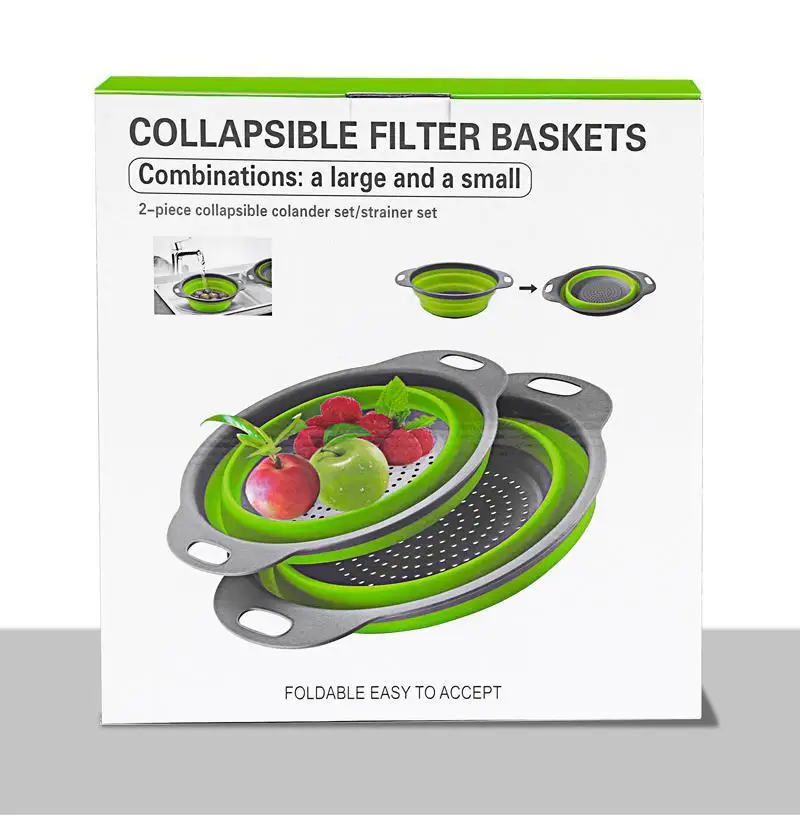 2pcs Set Collapsible Filter Basket Round Hole Basket Strainer Drain