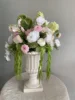 Centrotavola floreale rosa e verde, 40 cm.