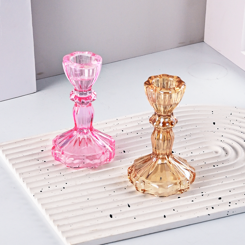 Factory Wholesale Glass Candle Holder for Candlestick Wedding Home Decoration Table Suitable for Both Sides Candle Holders