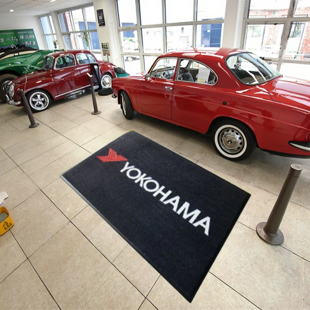 100% Nylon Washable Rubber Backing Printed Logo Entrance Door Mat Personalized Pit Mats Motorcycle Car Brand Logo Mat
