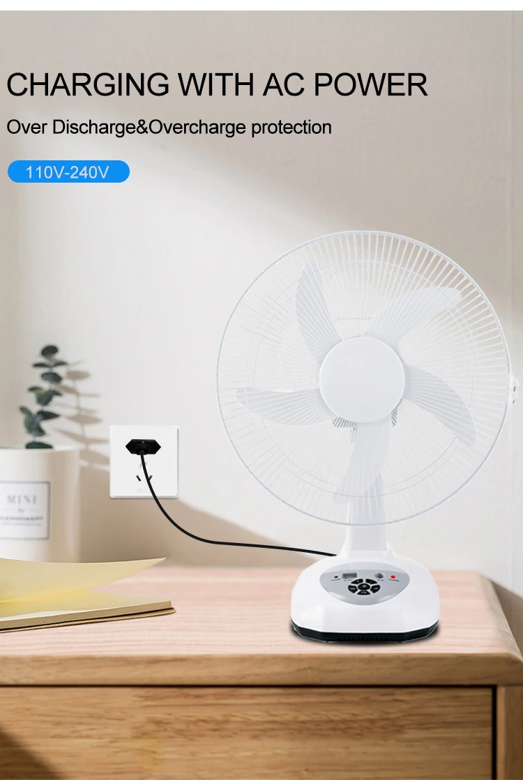 Ac Dc 16 Inch Emergency Charger Table Fan Oscillating Solar Table Fan Rechargeable Buy Fan