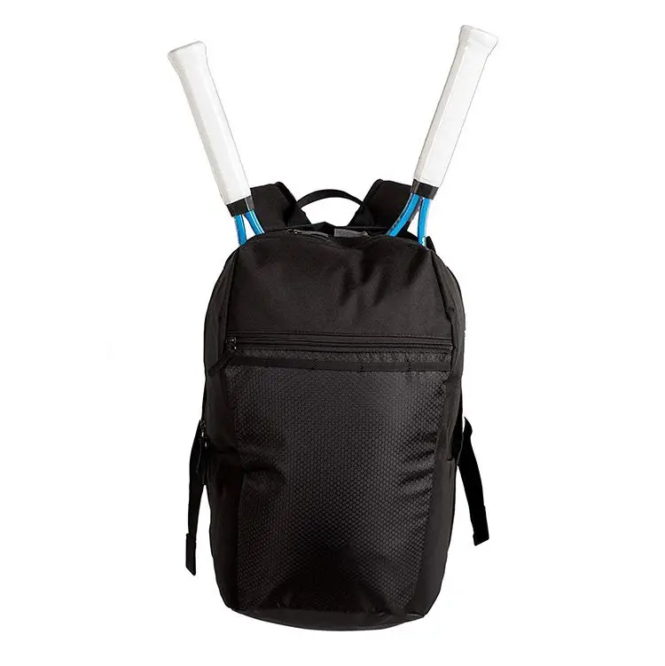 Прочный теннисный рюкзак черного цвета с держателем для ракетки