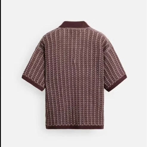 TAOP&ZA 2025 Spring New Men's Casual Contrast Lapel Short Sleeve Textured Knitted POLO Shirt 4331404