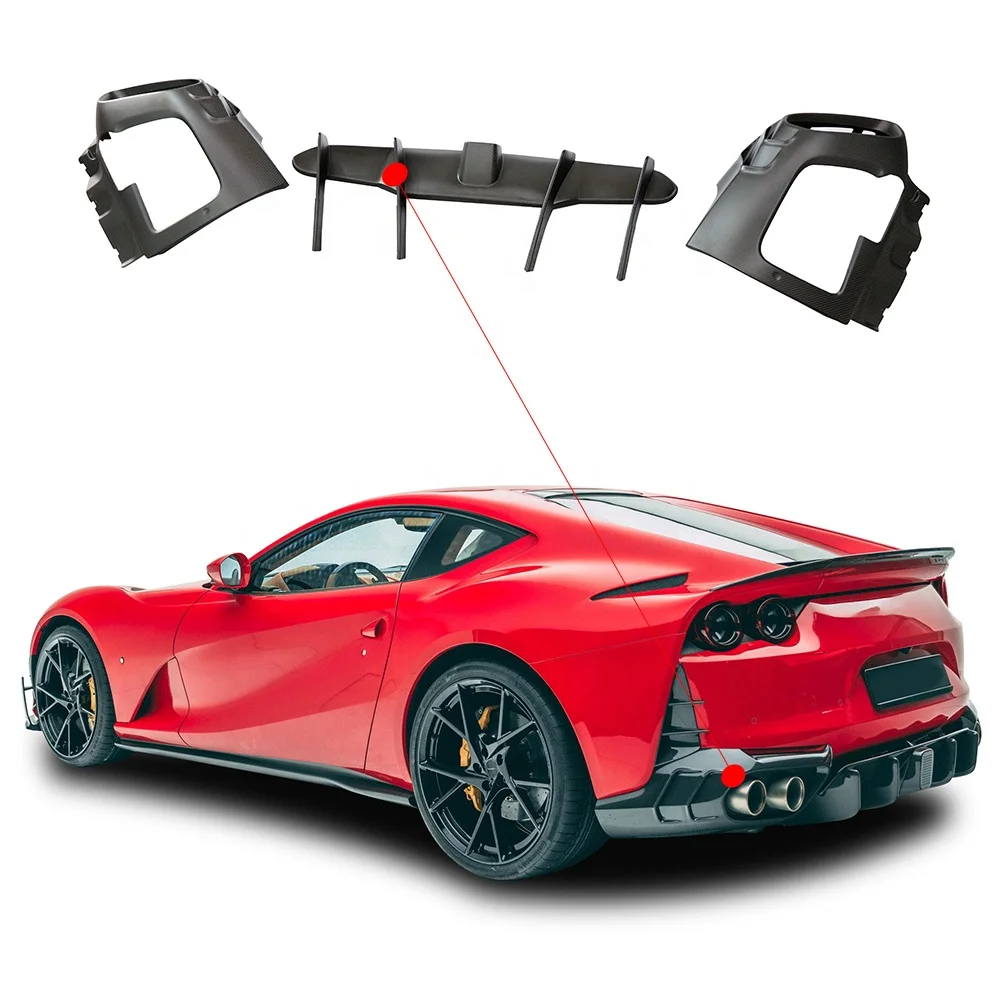 Matte Black Carbon Fiber Msy Style Car Rear Diffuser For Ferrari 812 Superfast