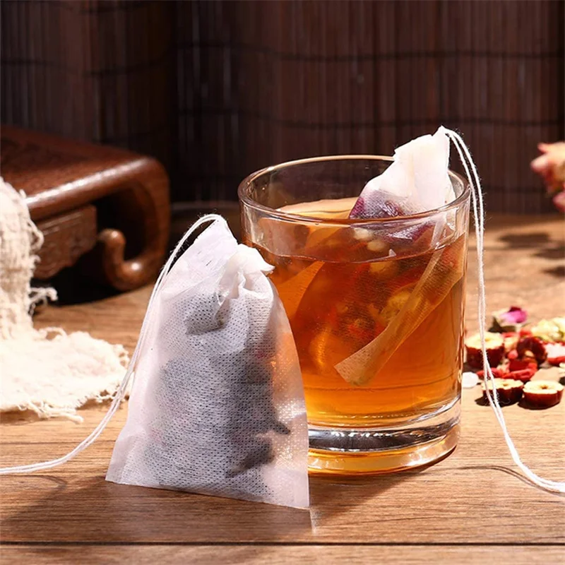 In Stock Biodegradable Tea Bags With Draw Strings Eco Non Woven Fabric