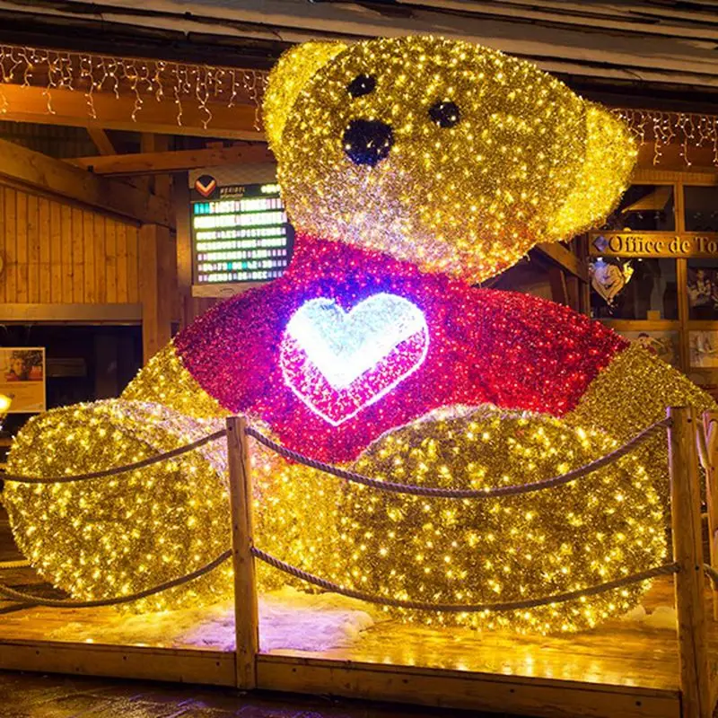 Large Christmas 3D Motif Lighted Animated Polar Bear LED 3D Animal Sculpture Lights