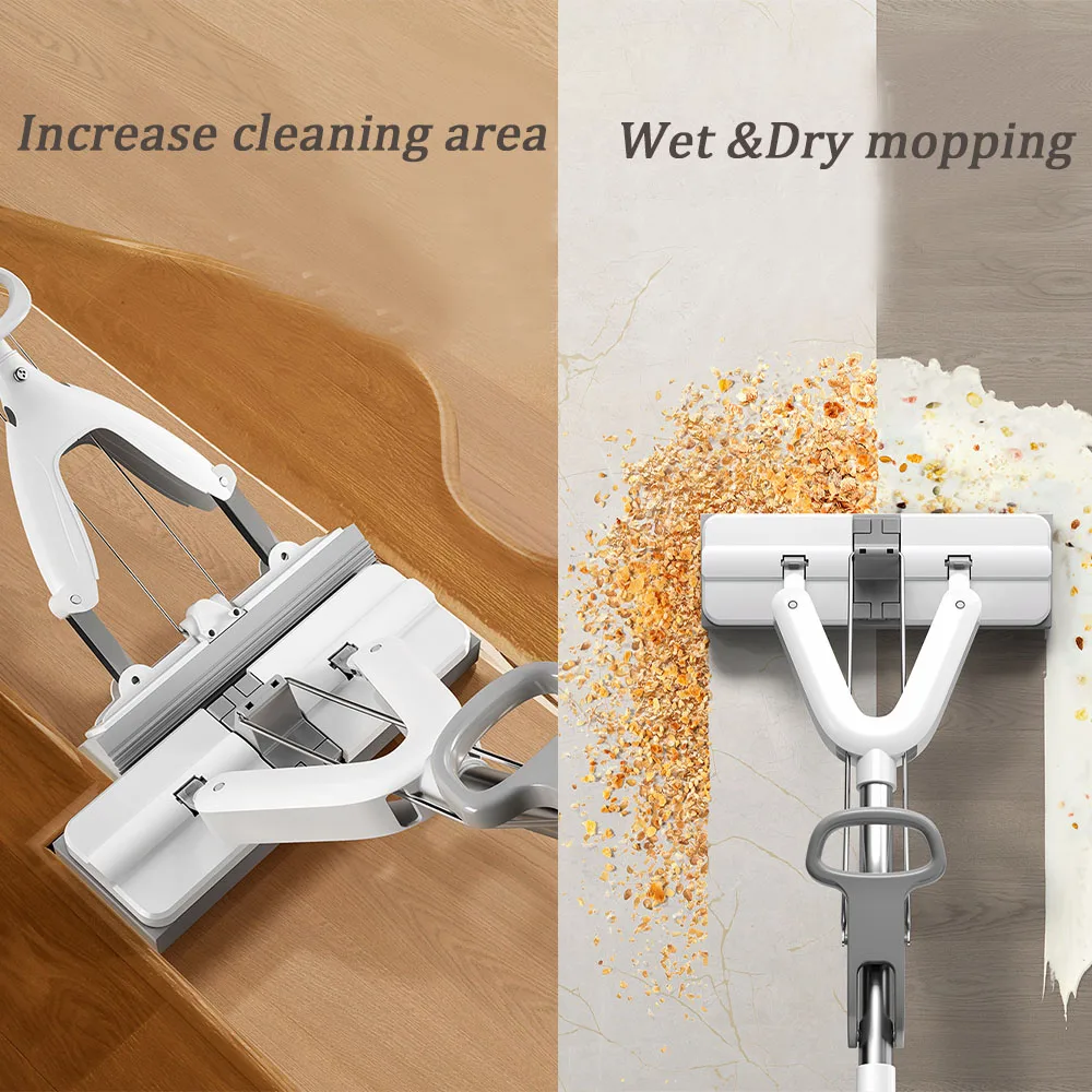 Handsfree Magic Microfiber Mop Head High Efficiency Steel Pole Dry Mop