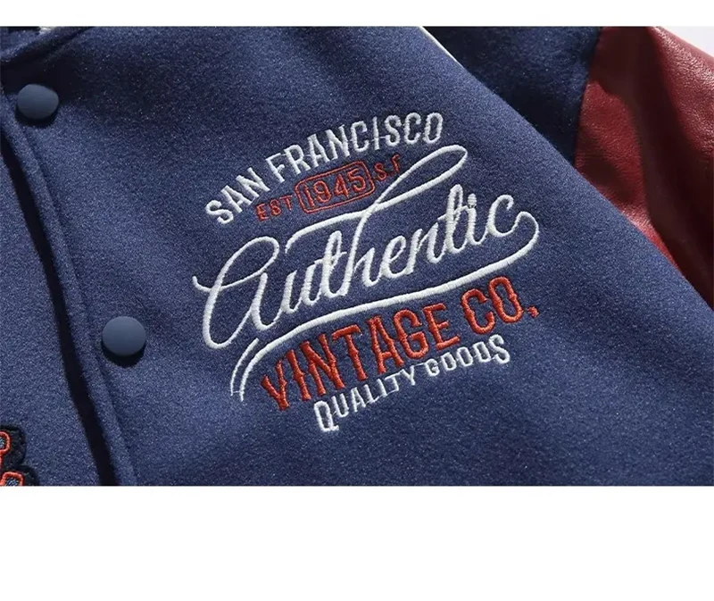High Quality Chenille Embroidery Varsity Jacket Men Custom Logo Chain Patch Letterman Jacket Bomber Baseball Vintage Jacket gallery 5