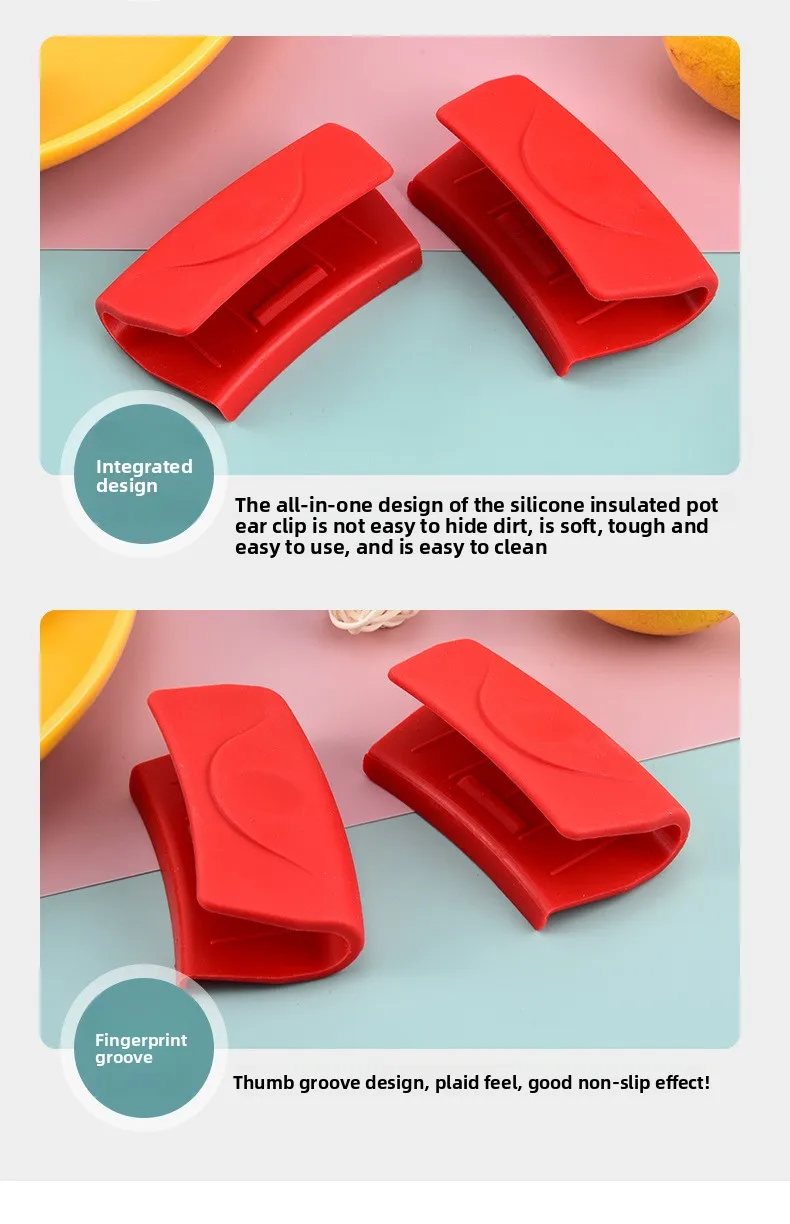 High-Temperature Resistant Silicone Oven Mitts with Pot Handle Clips No-Scalding Grip for Cast Iron Skillets and Frying Pans manufacture