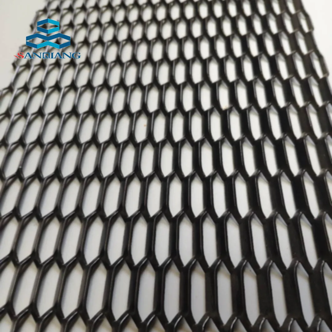 6x20mm 500mm Width Black Aluminum Perforated Expanded Mesh Diamond Hexagonal Hole Car Grille Screen