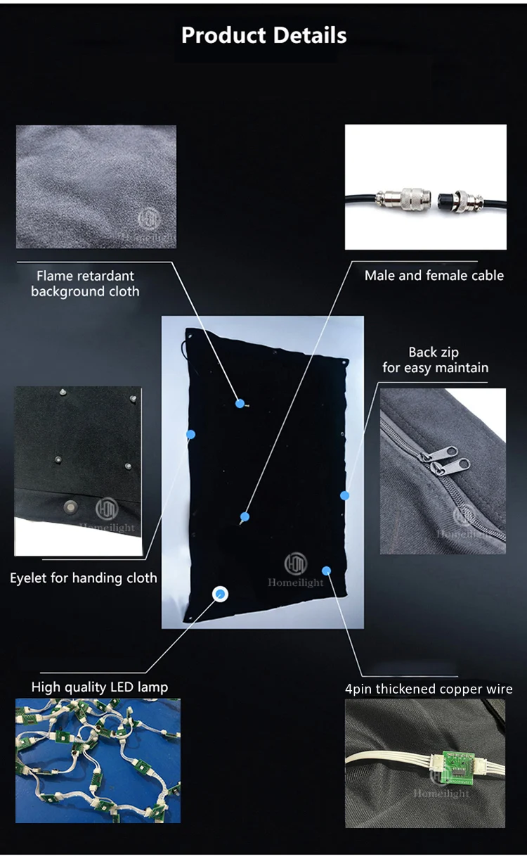 Homei Video Curtain RGB Vision Curtain Cortina De Video Led De Fondo De Boda Vision Star Cloth