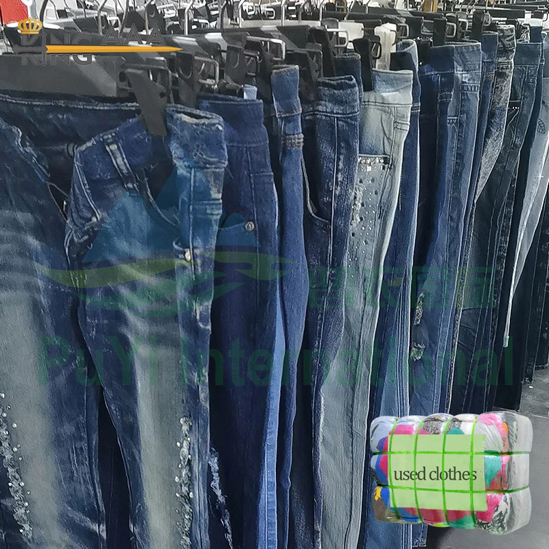 Wholesale Cheap Denim Jeans Pants High Quality Stock Lot Apparel Stock Used  Clothes Branded Ladies Used Jeans