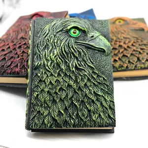 Wholesale Customizable Logo Notebook Eagle Effigy Retro Style Relievo Planners Imitation Leather Cover Journal
