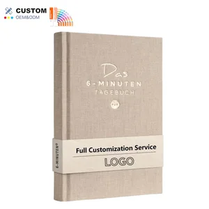 OEM A5 Daily Planner Linen Hardcover Notebook Personalized Cover Thread Sewing Binding Thick Paper for Business and Journaling