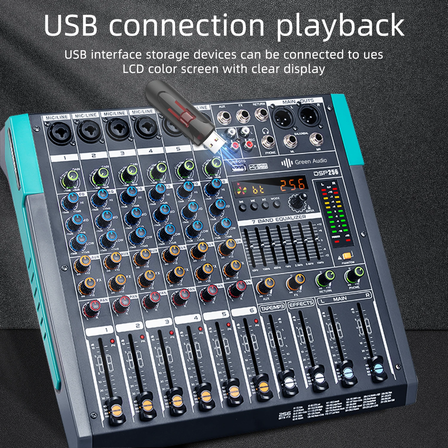 GAX-PA6 Professional Audio Mixer - 6 Mono Channels for Home Party